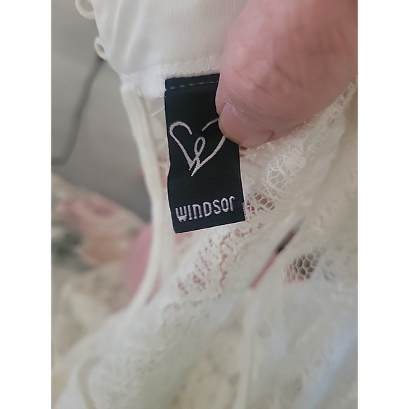 Windsor Lace Ruffled Scalloped Layered High Neck Dress M Romantic Feminine Balle - Picture 8 of 11